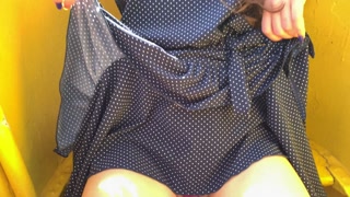 Eva in Red Panties Shows Pussy in Public Place 4K 18+