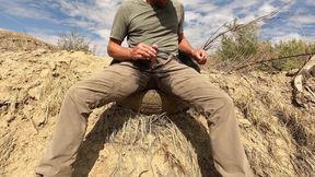 Spraying Piss During Field Work