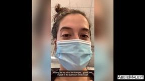 Good busty brunette Abbie Maley is touching her wet shaved pussy