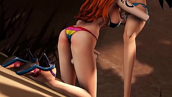 Nami sucking robin'_s dick part 1