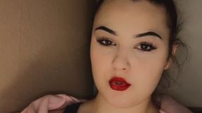 Anna Smokes Closeup with red lips