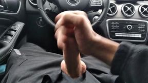 Squirming in the car thick cock pulsing thick cumshot