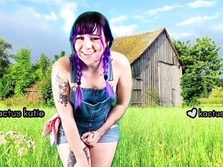 farmer's daughter pees + cums for the farm guys