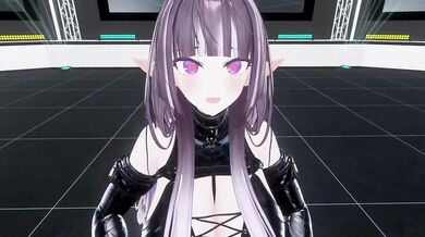 Elf VTuber Striptease Until Bare Nude Monitoring Hentai MMD