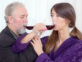 Young Marisa was feeling pretty horny and even though this dude was old she had to suck on his cock!