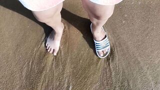 Soles and the river additional slowmotion - one sole bootlessly and sole in slip - supreme soles in river