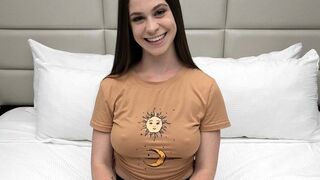 Brunette amateur with big boobs tosses salad