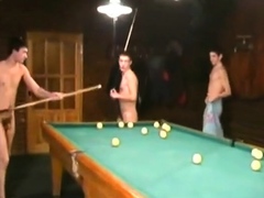 Russian Soldiers Play Pool in Nude