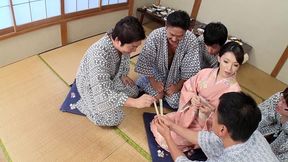 beauty japanese geisha young milf fucked in jav gangbang with creampie