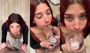 fiammisxagain drinks her mans juices porn video
