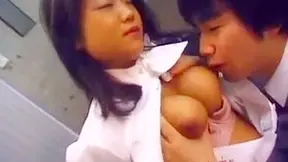 Awesome japanese minx with big boobs is sucking huge cock