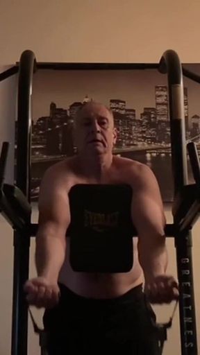 Fit Old Man Masturbating After Workout