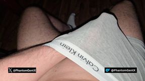 German Stepdaddy Strokes His Hard Fat Cock in Calvin Klein Boxers
