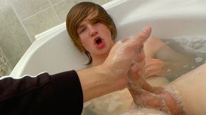 Getting handjob and little wash down