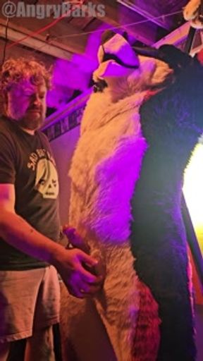 Blindfolded Canine edged by Daddy Bear until he cums