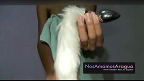latina teen foxy tail buttplug on cam