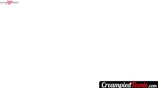 CreampiedTeenie.com - Kinky pierced teenager Aria Banks deepthroats thick cock for a
