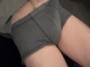 Mr NSX wanking to pillow humping porn. Big had cock jerked off to cumshot on stomach