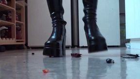 Crushing small toy trucks