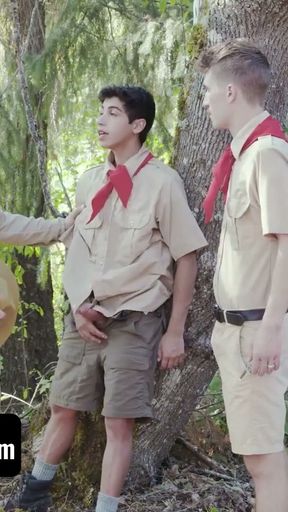 Boys At Camp - Kinky Wanderer Caught Masturbating On the Hillside Taught A Lesson By Troop Master   Clip 1
