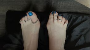 Feet perfection with long toes in silver rings from Mistress Lara