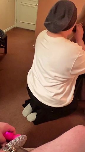I Make This Caged Cuck Watch Me Suck