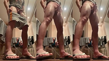 FIt Boy Playing with Juicy Cock and make Cum Load/ Bottom View