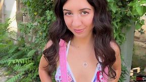 Busty Teen Caught Pissing in Ghost Town, Gets Pussy Pounded and Creampied