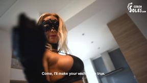 Sexy fitness body and feet to be worshiped
