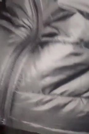 Outdoor Jerking and Cumshot with Winter Shiny Jacket