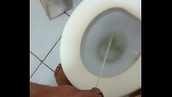 Transex pissing on toilet