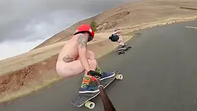 Downhill Naked On Longboard