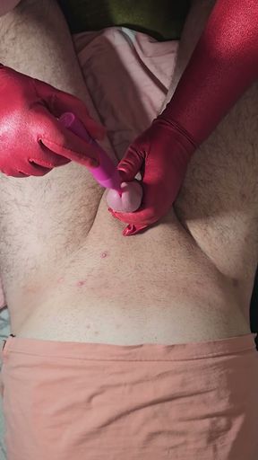 hand job with vibrating stick deep massage huge cum   Clip 1