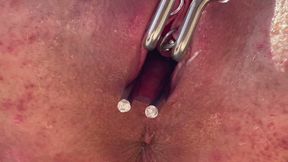 Guy pees inside my pussy with a speculum on the beach