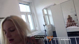 Long-legged tattoo bitch Kitty Blair gets dicked down! WOLF WAGNER CASTING