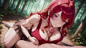 fiery redhead bombshell passionate forest fuck – skirt & white stockings dripping