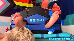 Blindfolded Evan Jons tickle tormented by dominant Matt