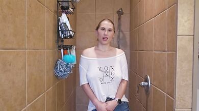 Trying on see through lingerie