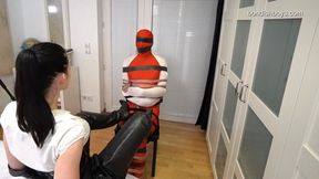 PAULAS BOOTSLAVE CHAIRTIED AND GAGGED