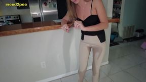 lola leda pissing her tight pants at work behind counter