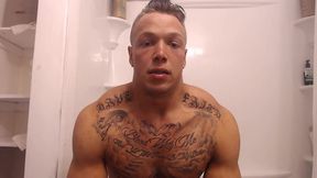 Tattooed American Muscle Stud Takes a Shower