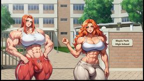 futanari muscle growth world [ femboy hentai game ] ep.3 training our petite step sister in the living room !