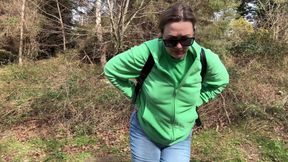 Desperate Outdoor Wetting Jeans on the Public Trail