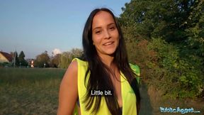 Public Agent Hot brunette criminal is taken into the woods for an outdoors fucking