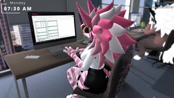 Futanari Secretary's Virtual Relief: SmallBeanLex Sucks Hung Futa Stallion