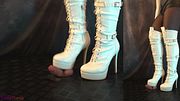 Kicked and Stomped by Your Girlfriend in OTK White High Heels Boots - Cock Balls Crush Trample, Shoejob, Bootjob, CBT, Ballbusting, Trampling