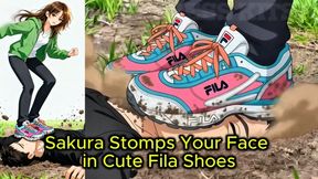 Sakura Wipes Her Dirty FILA Sneakers on Your Face | Outdoor Human Doormat Sneaker Face Crush