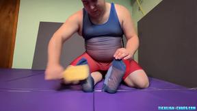 ”Mature man Gigglemeister wrestled & tickled by chubby bear”