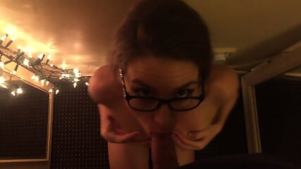 Slutty glasses blowjob