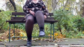 Mature Stepmother Undresses Outdoors